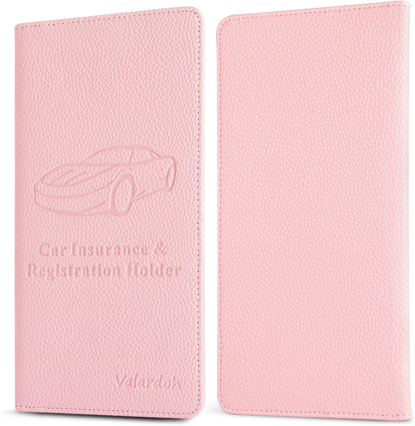 Valardoh Premium Car Registration and Insurance Card Holder, Car Document Holder for Cards, Driver License & other Essential Documents (Pink)