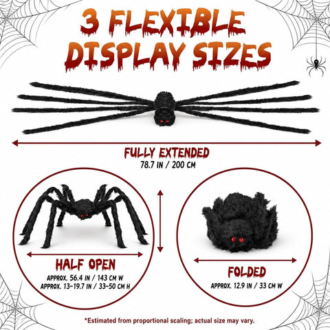 Halloween Decorations Giant Spider, 6.6 Ft Fake Halloween Decor Spiders Large, Furry Spiders for Outdoor Indoor Yard Home Costumes Party House Décor (1 Pack)
