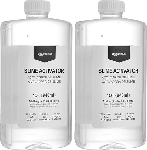 Amazon Basics Slime Activator Solution 1 QT (946ml), Easy to Use, Washable, Clear, Stretchy, Mess-Free