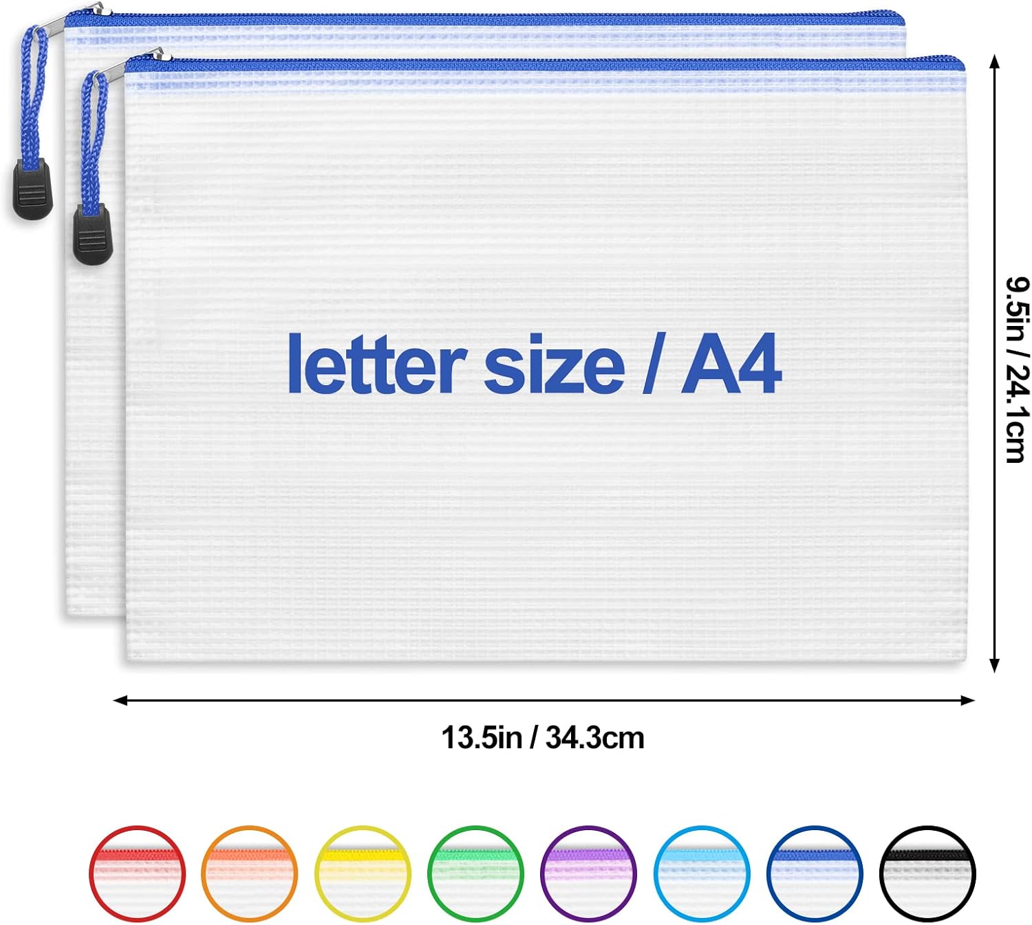EOOUT 24pcs Mesh Zipper Pouch Bags, for Organizing Storage, Waterproof Zipper Pouches, Letter Size, File Bags for Toys, Puzzle, Board Games