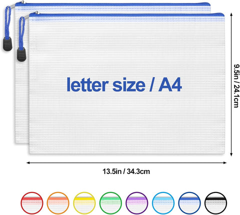 EOOUT 24pcs Mesh Zipper Pouch Bags, for Organizing Storage, Waterproof Zipper Pouches, Letter Size, File Bags for Toys, Puzzle, Board Games
