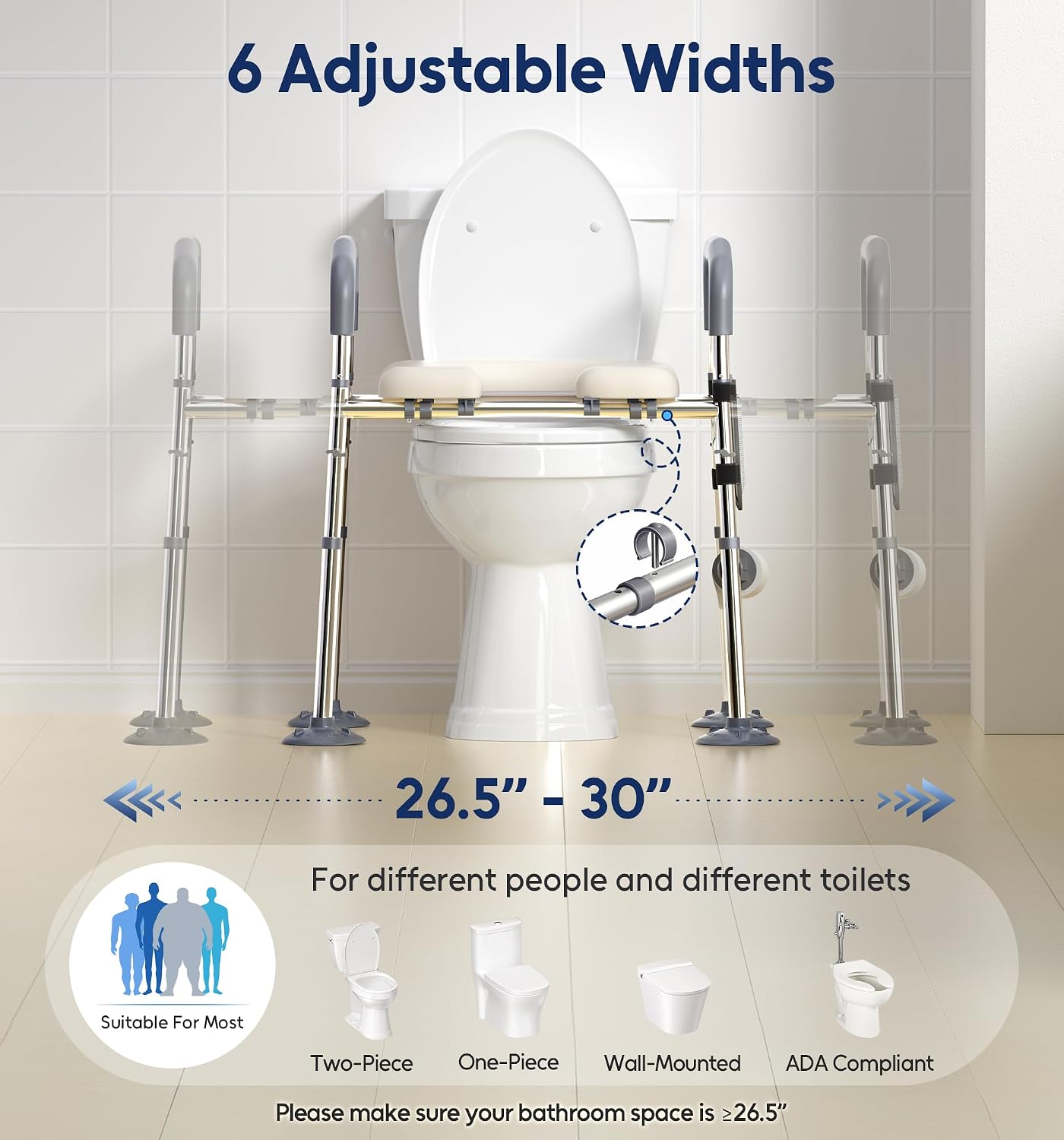 Bluelog Raised Toilet Seat Risers with Handles for Seniors, White