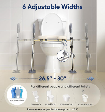 Bluelog Raised Toilet Seat Risers with Handles for Seniors, White