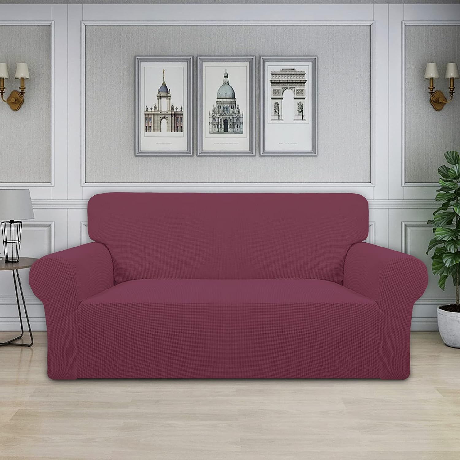Easy-Going Stretch Oversized Loveseat Couch Covers Washable ASH Rose