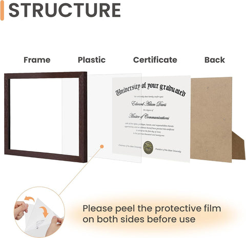 upsimples Certificate Frame, 8.5 by 11 Diploma Frames, 1 Pack, Brown