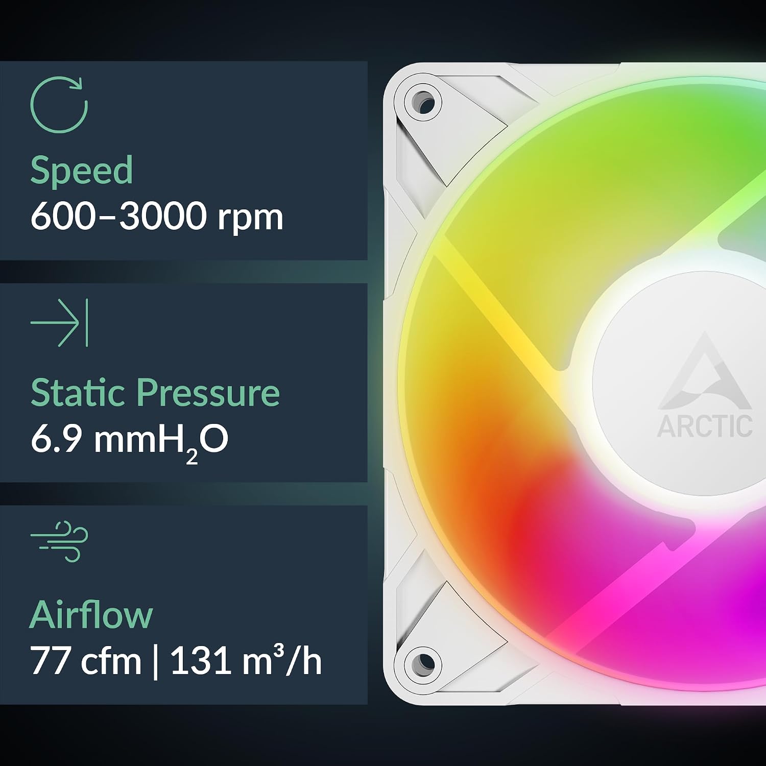 ARCTIC Freezer 36-S A-RGB - CPU cooler with ARGB lighting for Intel & AMD, single tower, pressure-optimized 120 mm P12 Pro fan, 600–3000 rpm, fluid dynamic bearing, incl. MX-7 - White