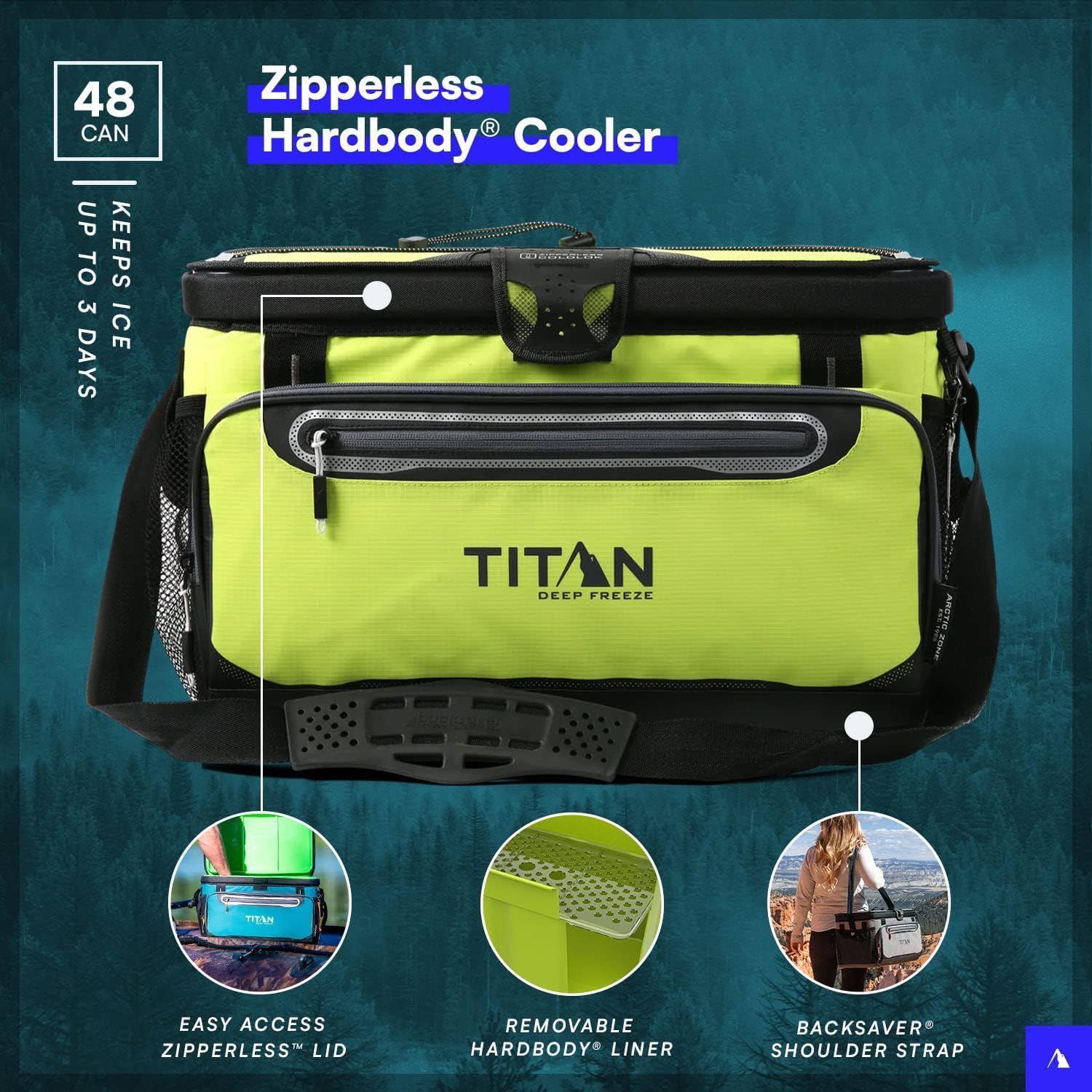 Titan by Arctic Zone Deep Freeze Cooler - Zipperless Hardbody Cooler - Deep Freeze Insulation, HardBody Liner, and SmartShelf