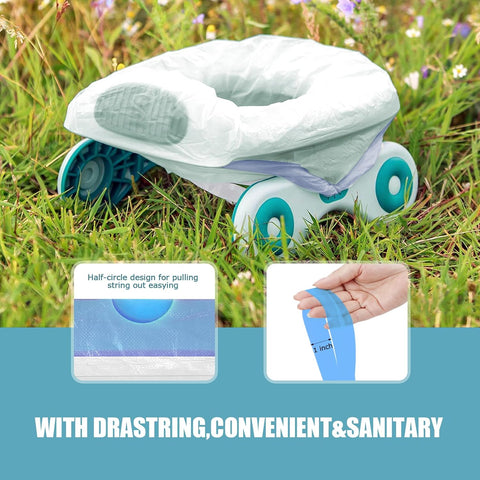 Portable Travel Potty Chair Liners Bags with Drawstring 90 PCS (18×20 INCH)