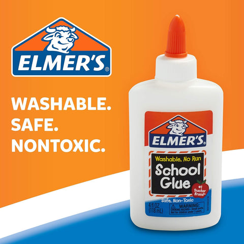 Elmer's Liquid School Glue, Slime & Craft, Safe and Non-Toxic, Washable, White, 4 Ounces Each, 12 Count - For Classroom, Home, Office, Teacher Supplies, #1 Teacher Brand