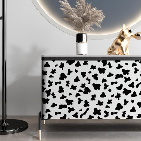 Black and White Spots Contact Paper Cow Printed Peel and Stick Wallpaper Self-Adhesive Cute Removable Wall Paper Vinyl White Black Decals for Walls Bedroom Living Room Nurseryls 17.3”x80”