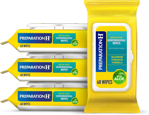 Preparation H Hemorrhoid Flushable Wipes with Witch Hazel for Skin Irritation Relief - 48 Count (Pack of 2)