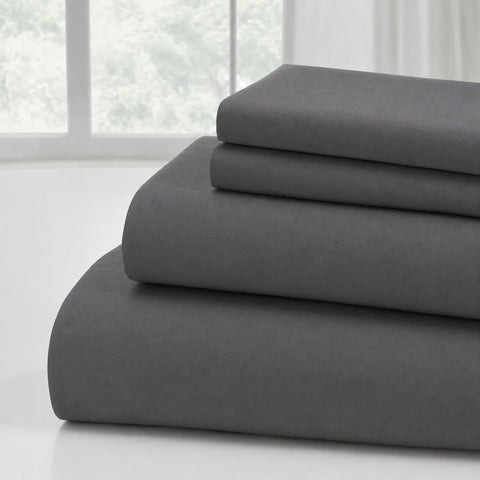 Modern Threads 4-Piece Ultra Soft Microfiber Bed Sheets Set, Wrinkle Free Sheets with Deep Pockets Fitted Sheet, Flat Sheet & Pillowcases, Lightweight Breathable Bedding, Charcoal, California King