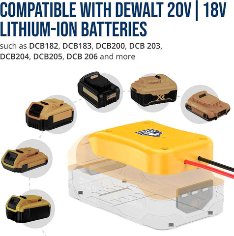 Harpy Eagle Battery Adapter for Yellow 20V MAX Batteries – Compatible Oil Extractor Pump – Includes 30A Fuse, WAGO Connectors & 12AWG Wires – Battery & Pump Not Included