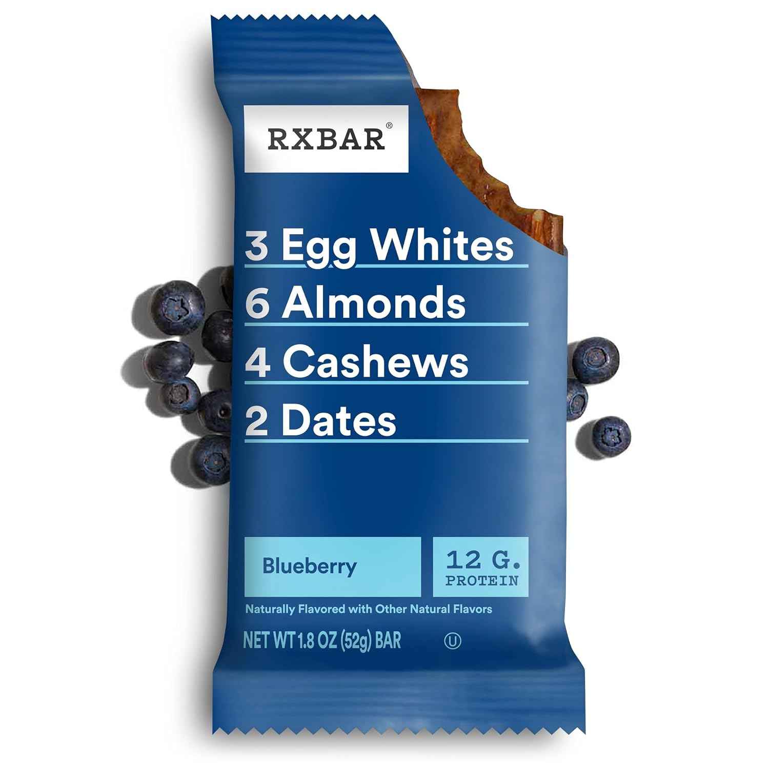 RXBAR Protein Bars, 12g Protein, Gluten Free Snacks, Blueberry (6 Boxes, 30 Bars)