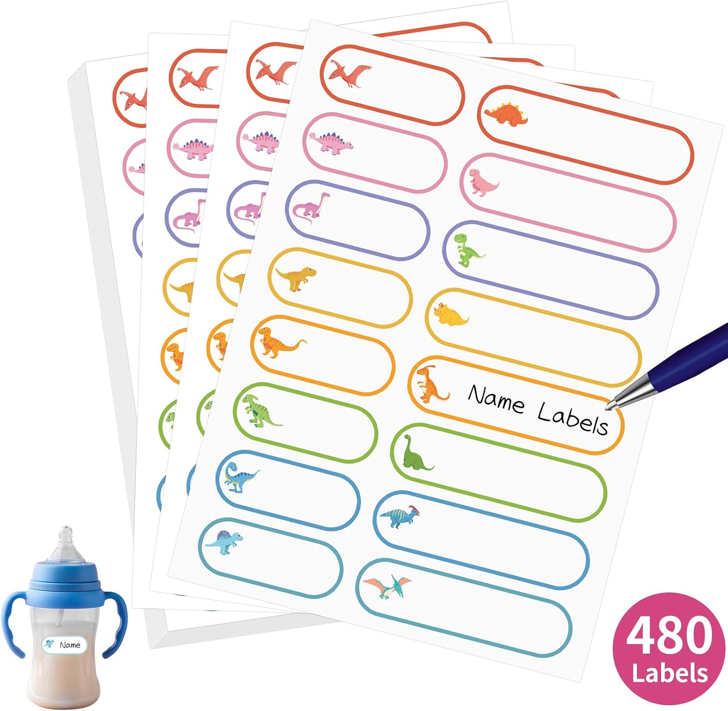 480 Pcs Waterproof Labels for Kids Stuff Daycare Name Bottle Essentials