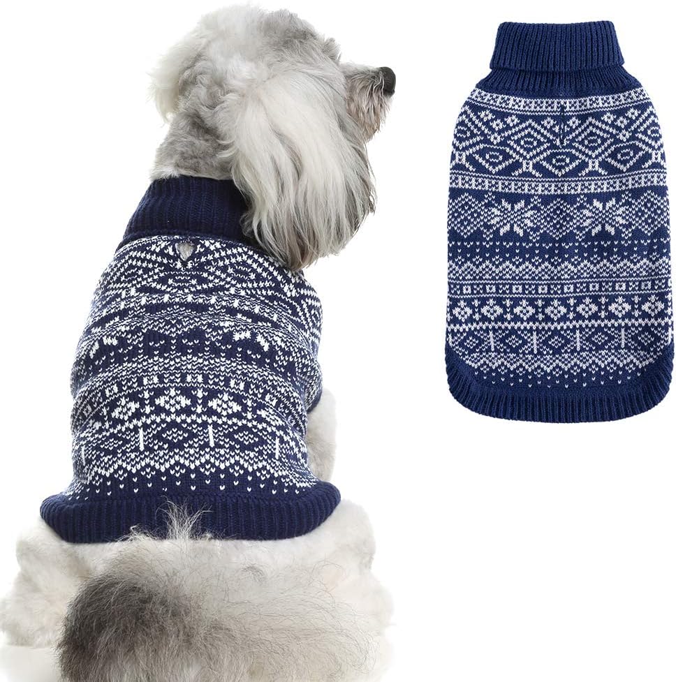 HOMIMP Dog Sweater Argyle - Warm Sweater Winter Clothes Puppy Soft Coat, Ugly Dog Sweater for Small Medium and Large Dogs, Pet Clothing Boy Girl