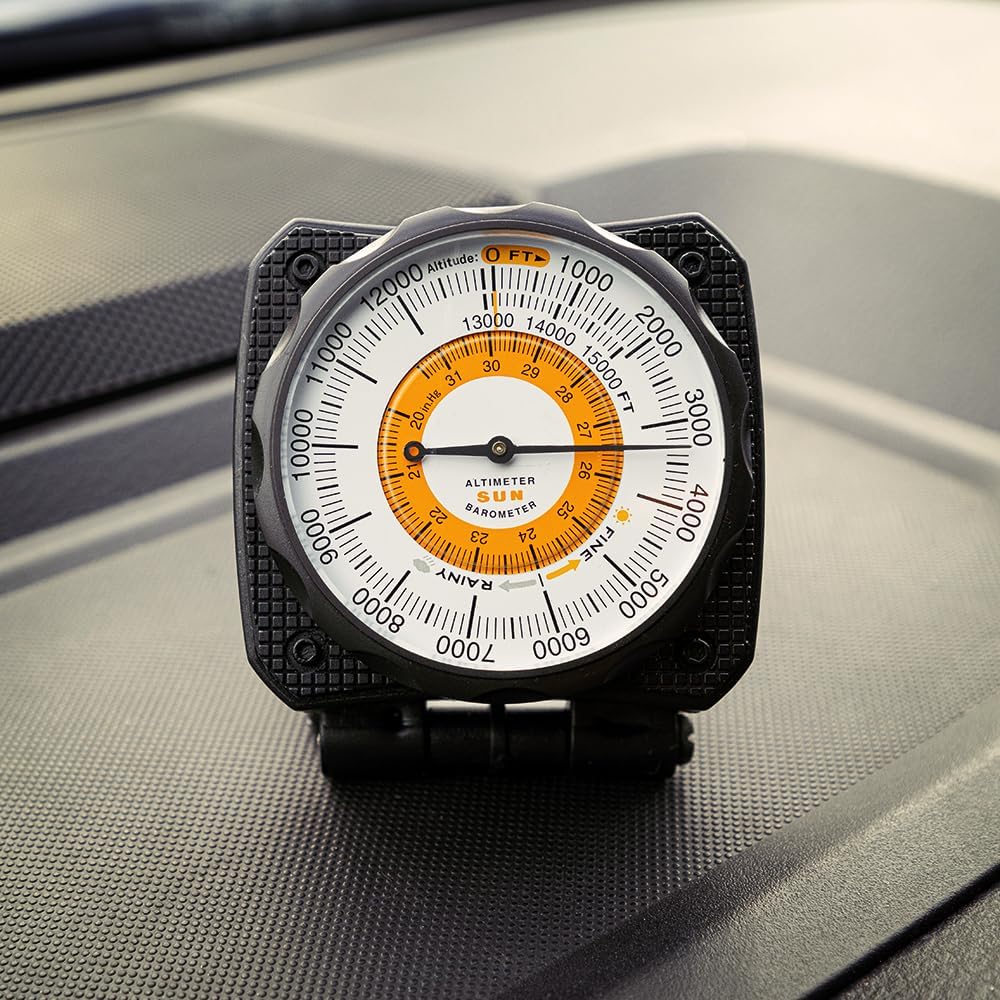 Sun Company AltiLINQ - Dashboard Altimeter and Barometer | Altimeter for Car and Truck | Reads Altitude from 0 to 15,000 Feet