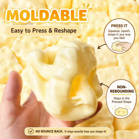 Realistic Swiss Cheese Squishy Toy – Dough Texture Stress Relief Fidget Toy for Adults, Anxiety Relief Sensory Tool, Unique Desk Decor, Not Edible-1PC