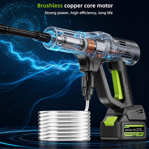 Cordless Pressure Washer 1200PSI, Handheld Battery Powered Cleaning Gun with 2×21V Batteries, 6-in-1 Adjustable Nozzle & Foam Cannon for Car, Patio, Garden, Fence, RV Outdoor Cleaning