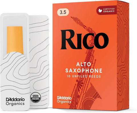 Rico Organic Alto Saxophone Reeds, Strength 3.5, 10 Pack