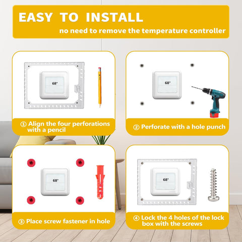 TRJ Large Thermostat Lock Box with Key, Clear Thermostat Cover with Lock for Thermostat on Wall, Lockable Thermostat Lock Box Cover, AC Lock Box Cover with Key Fit Thermostats 4" H x 6" W or Smaller