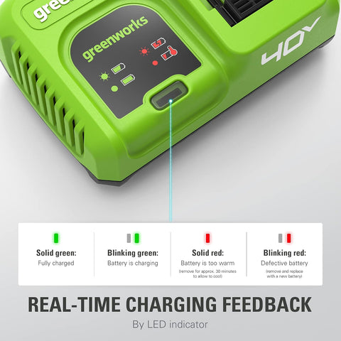 Greenworks 40V 5A Rapid Charger，for All Greenworks 40V Battery