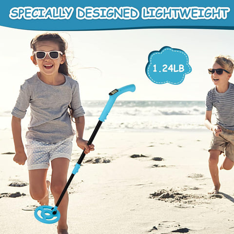 OMMO Kids Metal Detector, Adjustable 27.5"-37.8" with LCD Display (Azure)