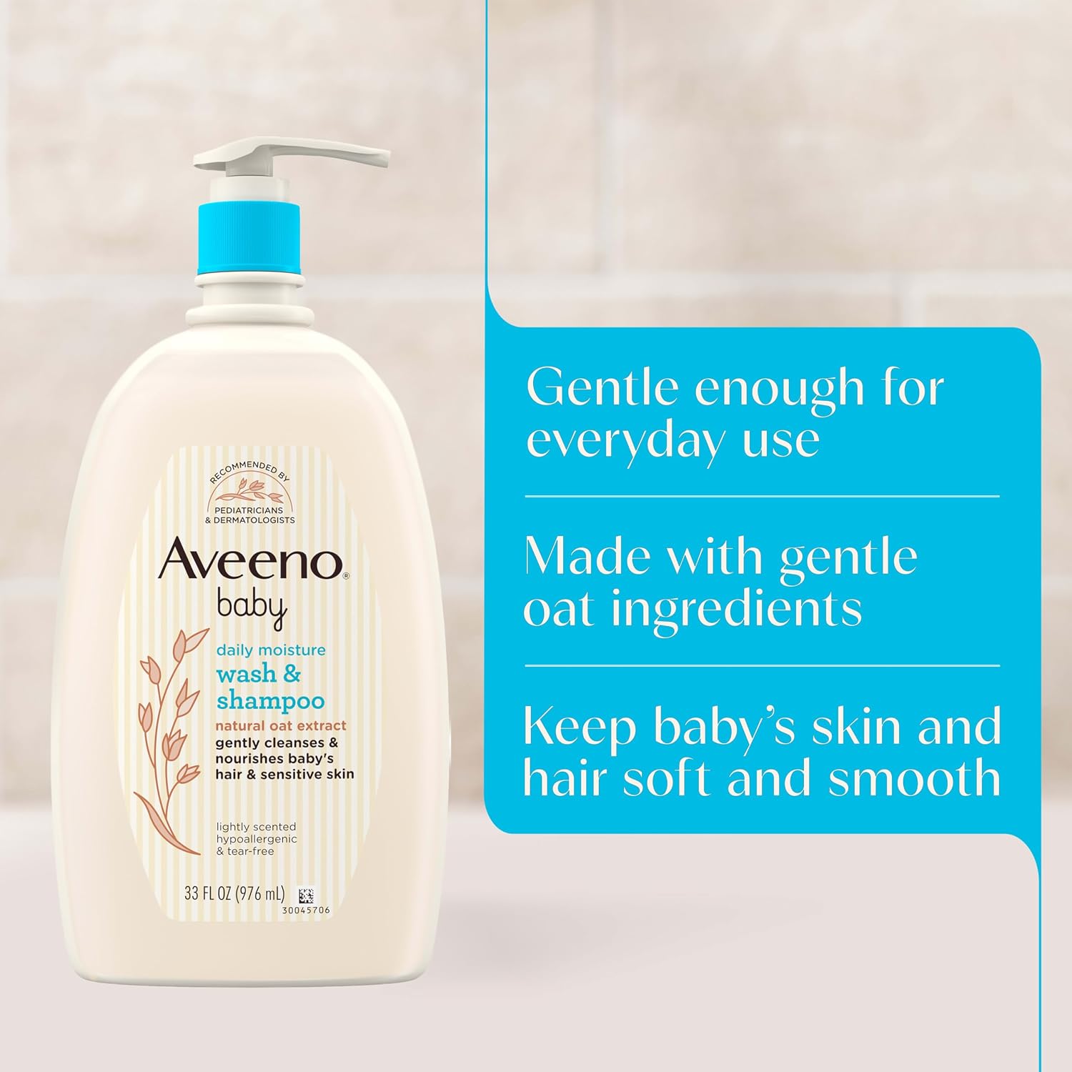 Aveeno Baby Daily Moisture Body Wash & Shampoo with Oat Extract, 33 fl. oz