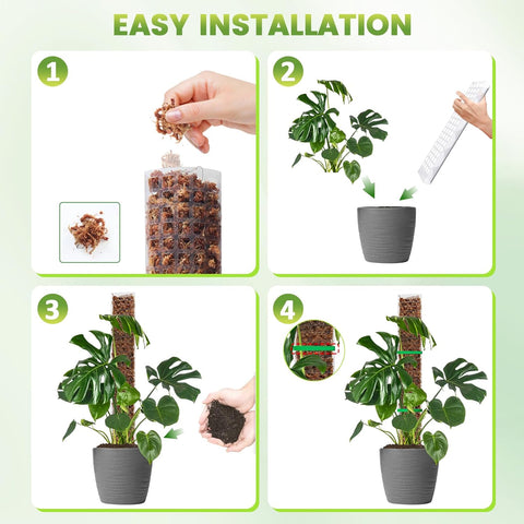 EOX Plastic Moss Pole for Monstera and Climbing Plants, 24-Inch, 2-Pack