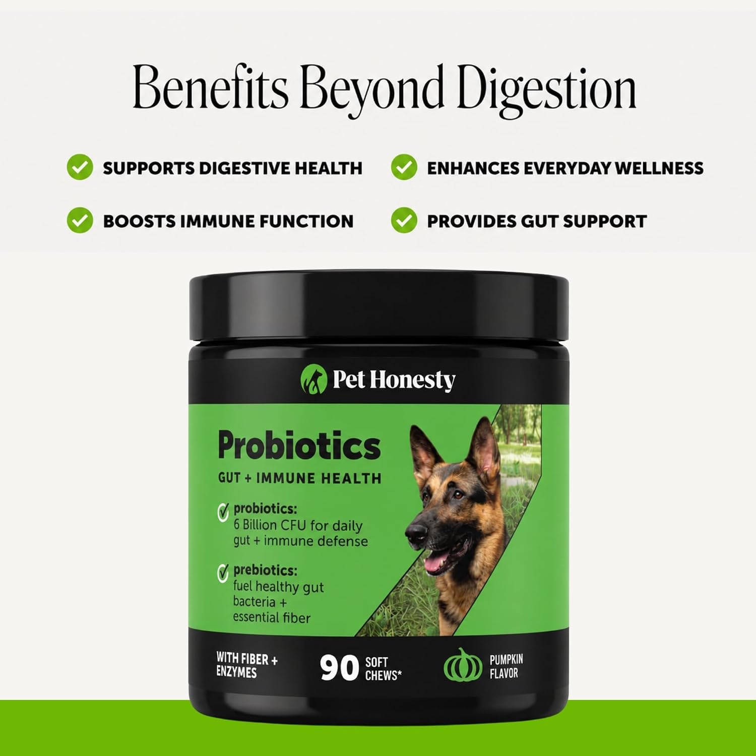 Pet Honesty Dog Probiotics Chews for Gut & Digestive Health, 90ct, Pumpkin