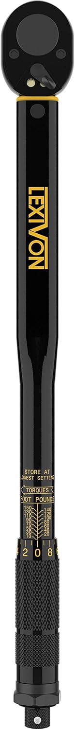 LEXIVON Torque Wrench 1/2-Inch Drive Click 10~150 Ft-Lb/13.6~203.5 Nm (LX-183)