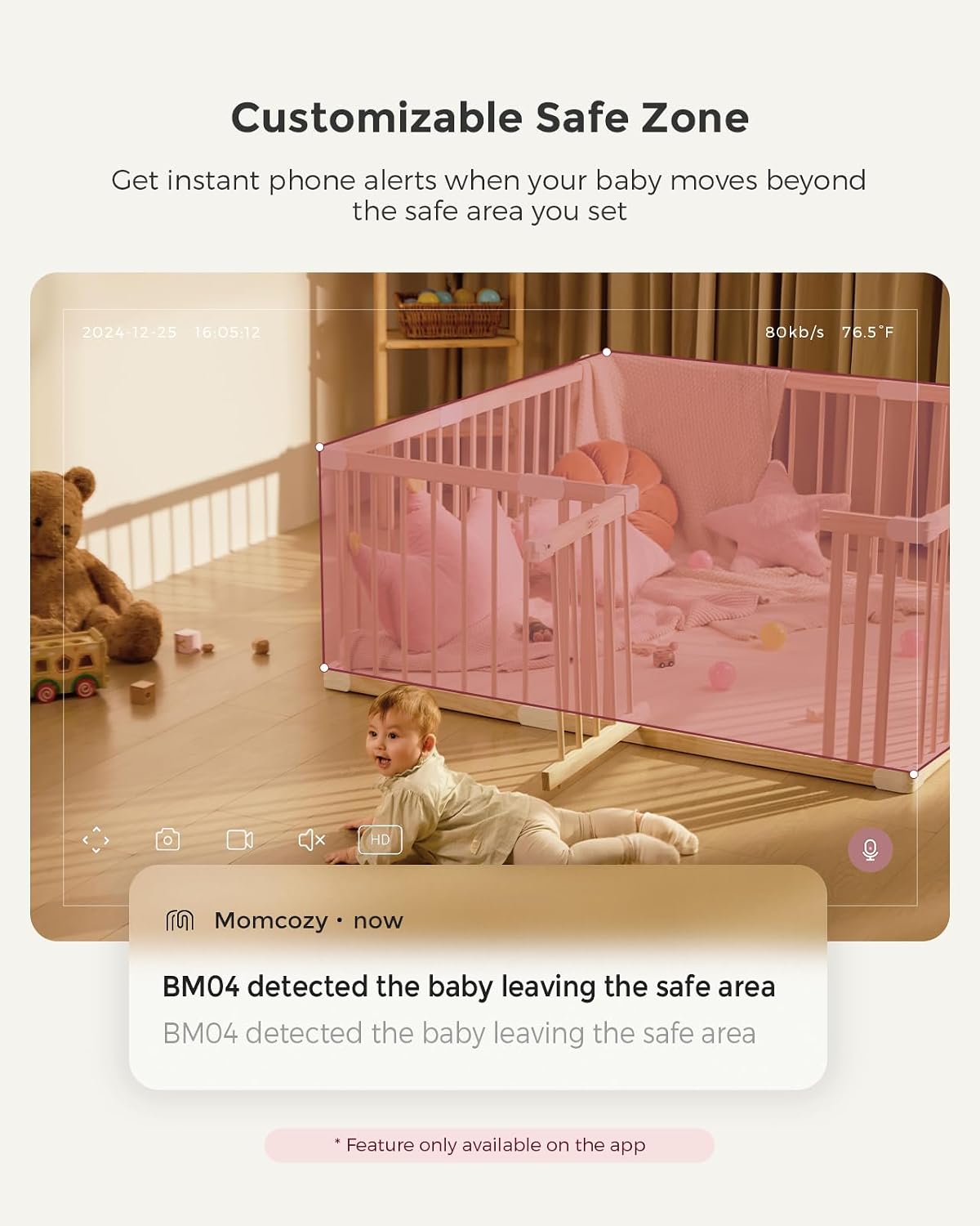 Momcozy BM04 Smart WiFi Baby Monitor with 2 Cameras, 5" 1080P Split Screen