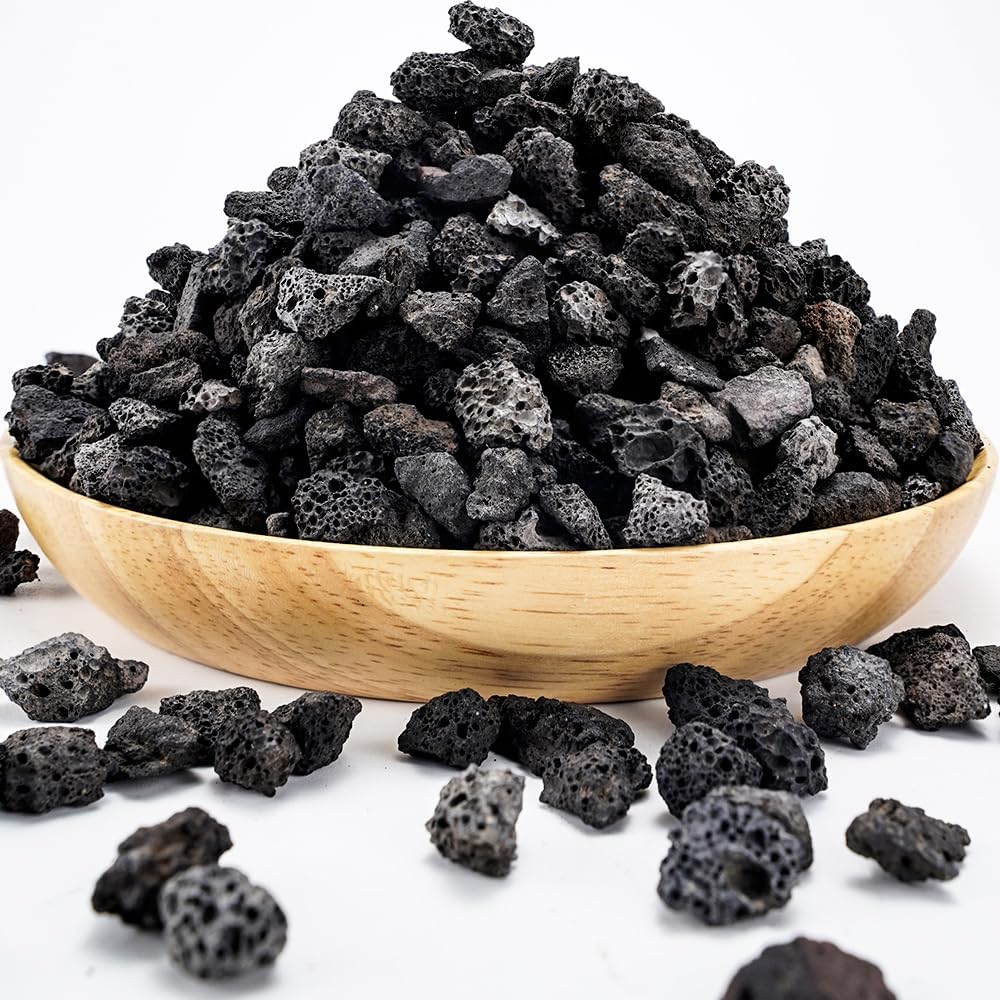 TOYPOPOR 6lb Black Lava Rock for Plants, Natural Horticultural Volcanic Grit, Cactus Succulents Bonsai Stones, Crushed Potting Gravel for Drainage Planter, Terrarium Decor, Gardening Soil Additive