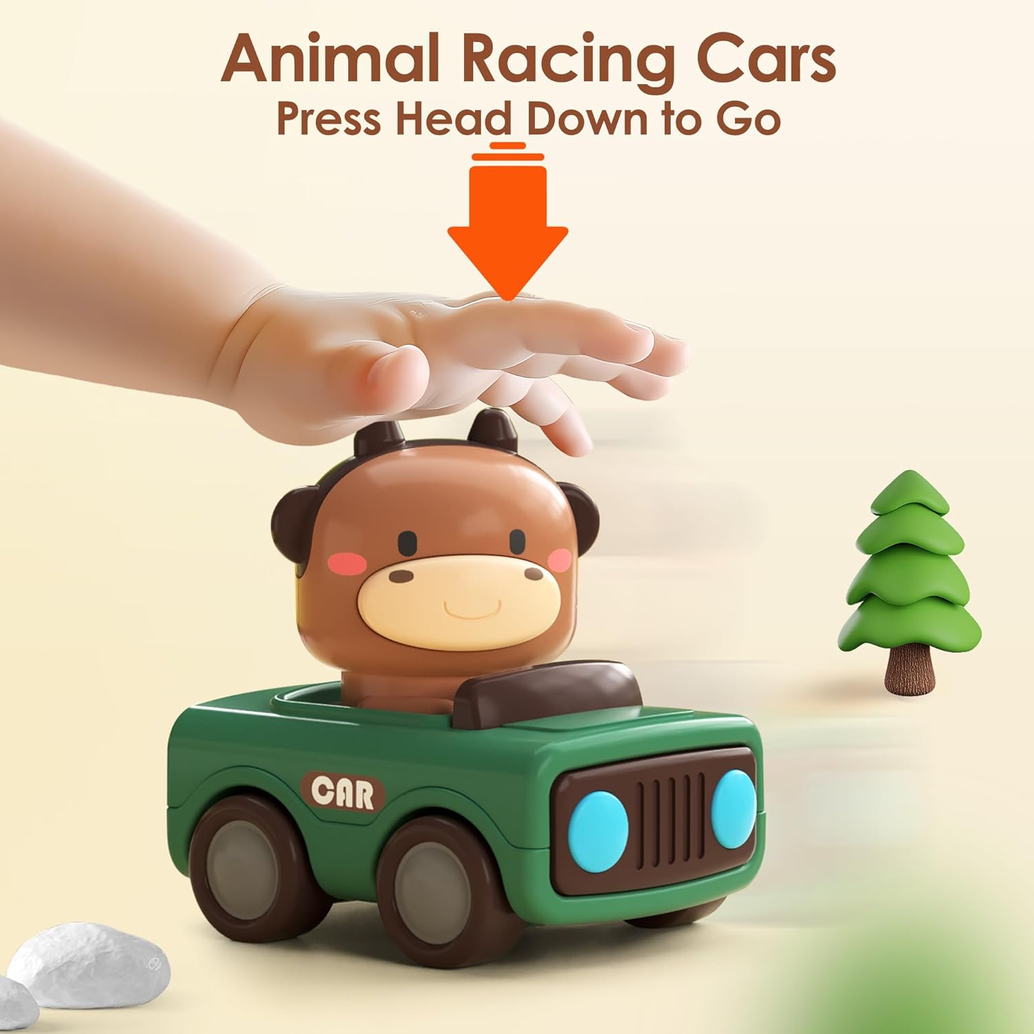 iPlay, iLearn Baby Press to Go Car Toys for Toddlers 1-3, 1 Yr Old Boy Gift