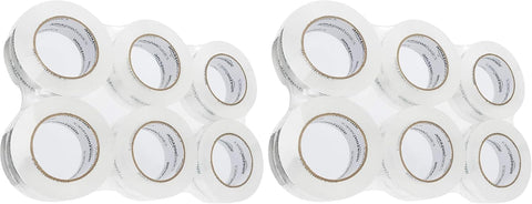 Amazon Basics Packing Tape, Strong & Durable for Moving, Storage, Shipping, Mailing and Sealing, Crystal Clear, 1.88" x 109 Yards, 12-Pack