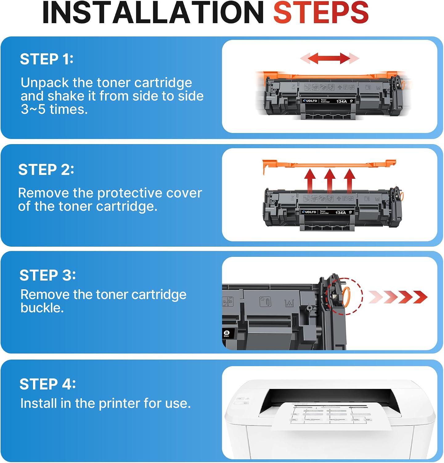134A Black Toner Cartridge 2-Pack Replacement for HP 134A 134X (with Chip)