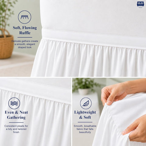 Cottingon Dorm Room Bed Skirt, 100% Microfiber, White, Twin XL-30 Drop