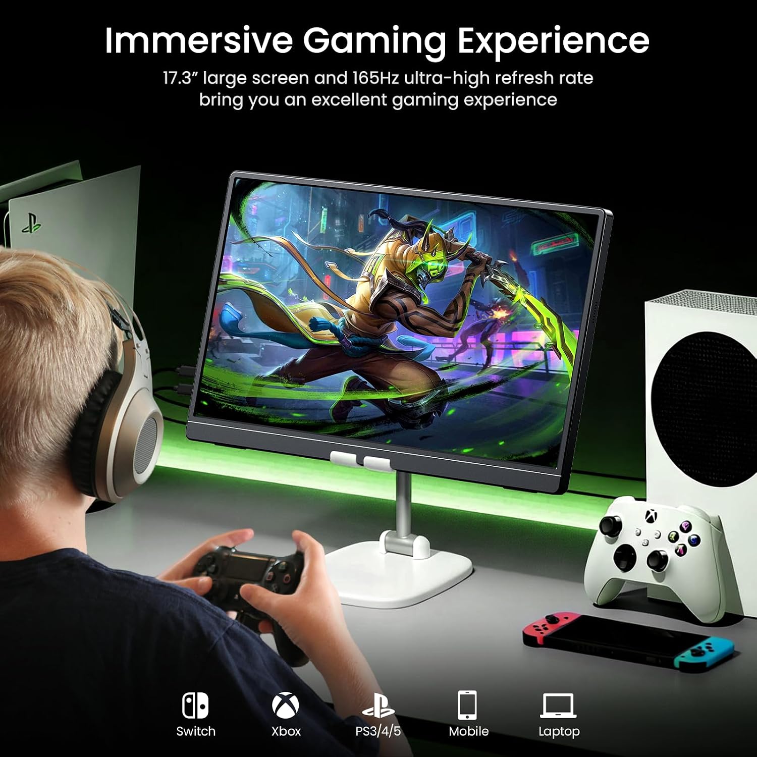 VILVA 17.3" QHD 165Hz USB-C HDMI Gaming Monitor