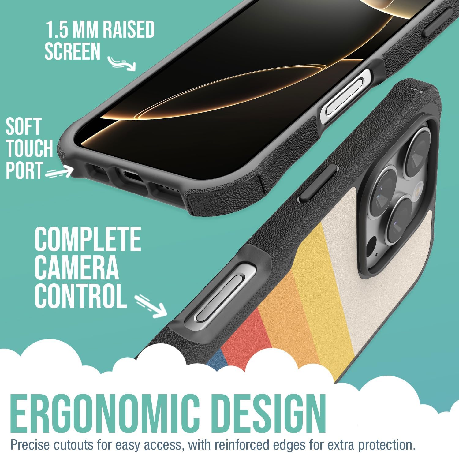 Smartish iPhone 16 Pro Case MagSafe, Gripzilla, Heavy Duty Grip, Stripes