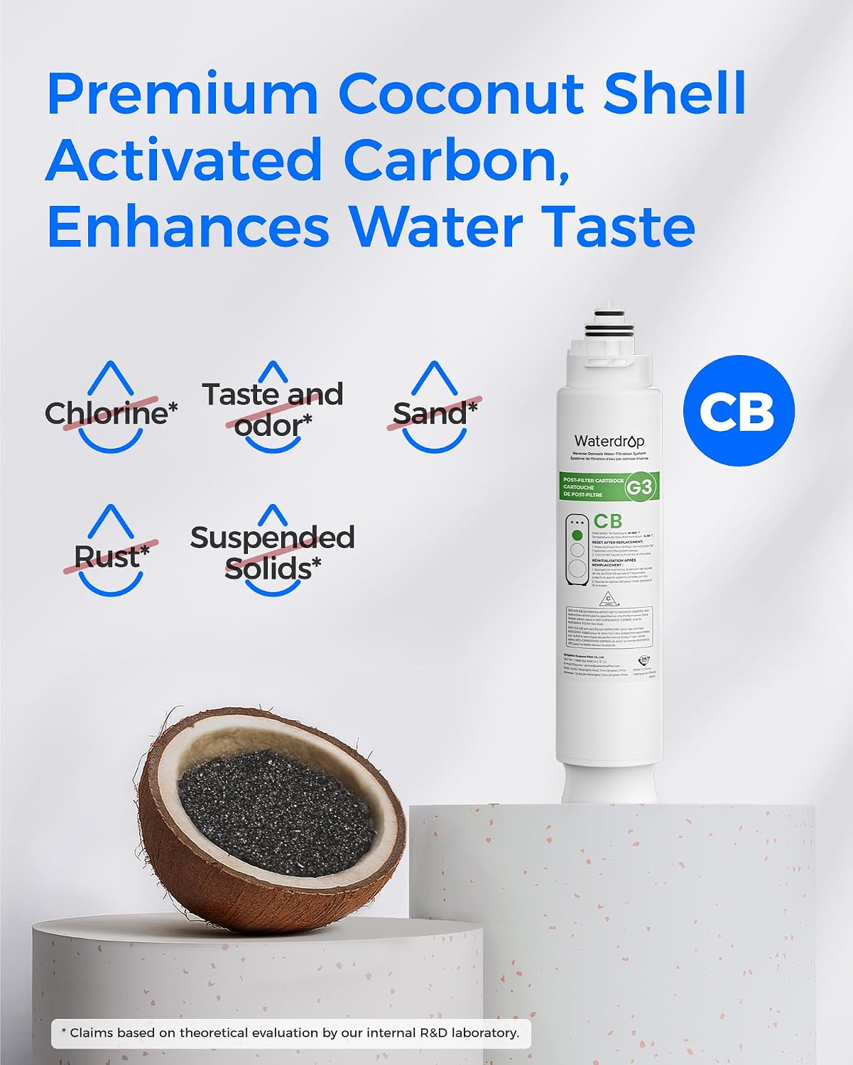 Waterdrop G3-2CFCB Filter, Replacement for G3-W & G3P600 & G3P800 RO System