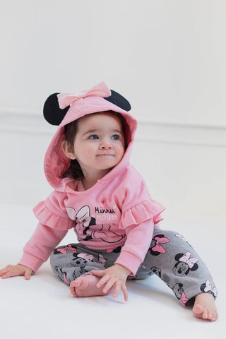 Disney Classics Winnie the Pooh Mickey Mouse Baby Hoodie Bodysuit and Pants 3 Piece Outfit Set (Newborn - 24 Months)