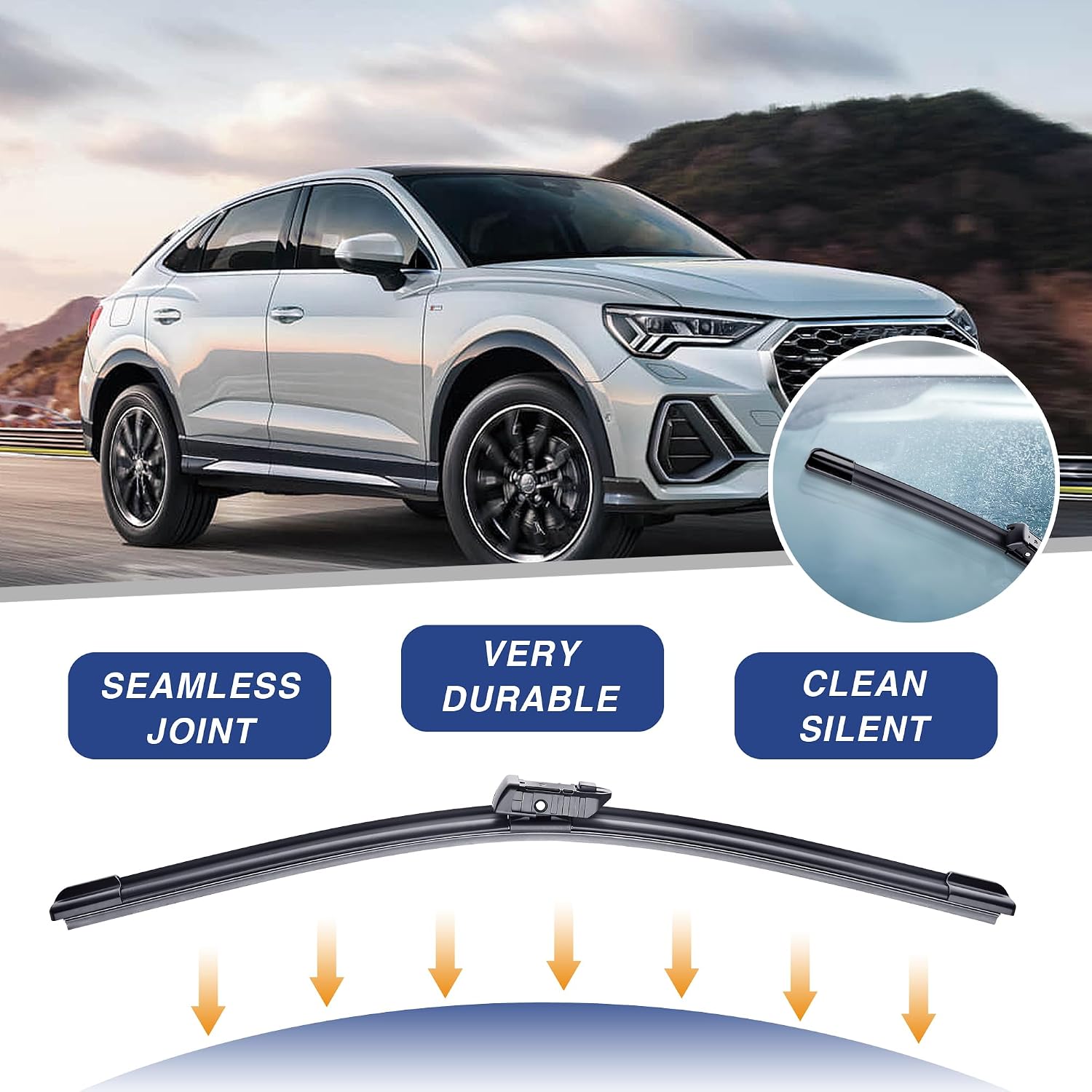 22"+22" Wiper Blades Replacement for Chevy Silverado/GMC Sierra 2014 2015 2016 2017 2018 (Set of 2) Quiet and Durable Stable All-Season Windshield Wiper Blades