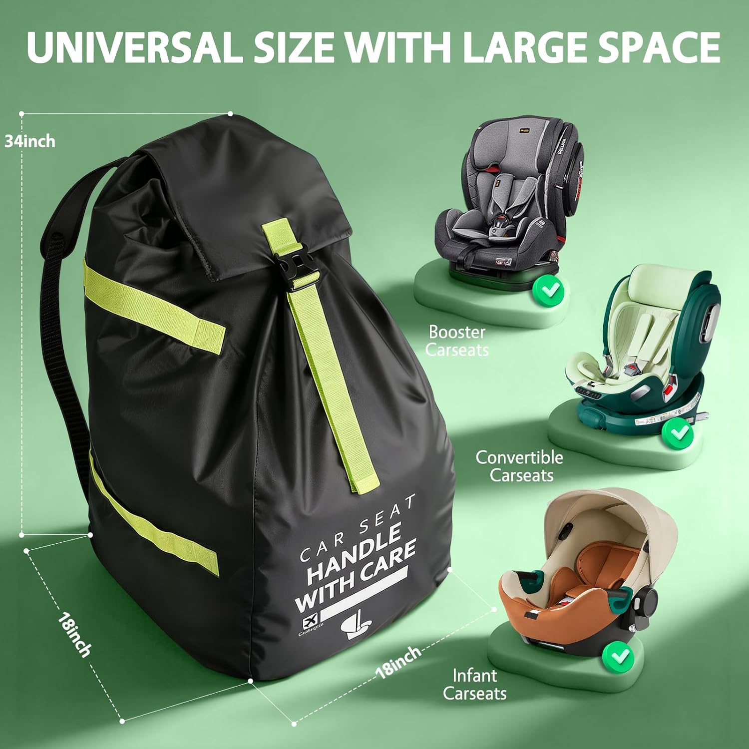 Upgrade Car Seat Travel Bag for Airplane: Backpack Carseat Bags Fit Graco