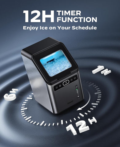 Silonn Nugget Ice Makers Countertop - 44lbs per Day Ice Machine with Self-Cleaning, Timer Pebble Ice Maker with Soft Chewable Ice, One-Click Operation Ice Machine, Stainless Steel