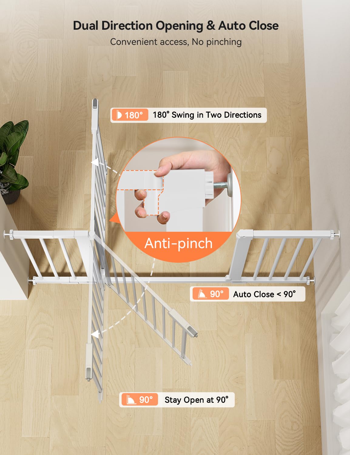 COMOMY 30" Tall Baby Gate for Stairs Doorways, Fits 29.5" to 51.6" Openings