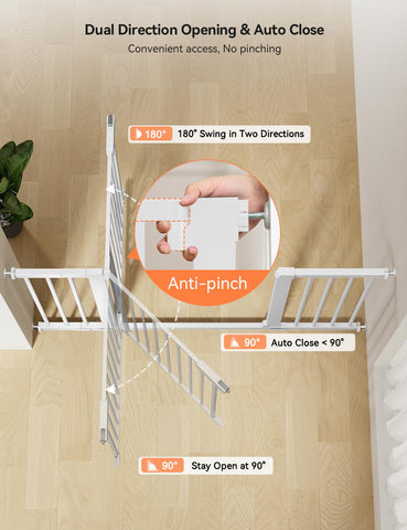 COMOMY 30" Tall Baby Gate for Stairs Doorways, Fits 29.5" to 51.6" Openings