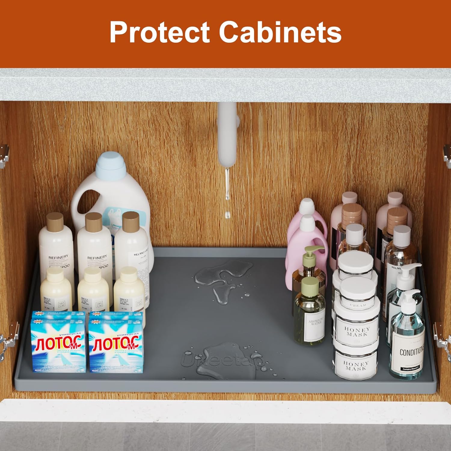 34" x 22" Extra Thick Silicone Mat Waterproof with Raised Edge,