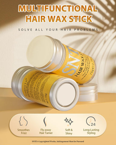 Hair Wax Stick, 3PCS-Wax Stick For Hair Slick Stick, Slick Back Stick Hair Stick Wax Edge Frizz No-white Chips & No-Residue & No-Greasy & Easy to Absorb 2.7 Oz