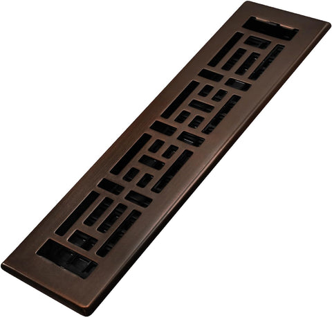 Decor Grates AJH212-RB Oriental Floor Register, 2x12 Inches, Rubbed Bronze Finish