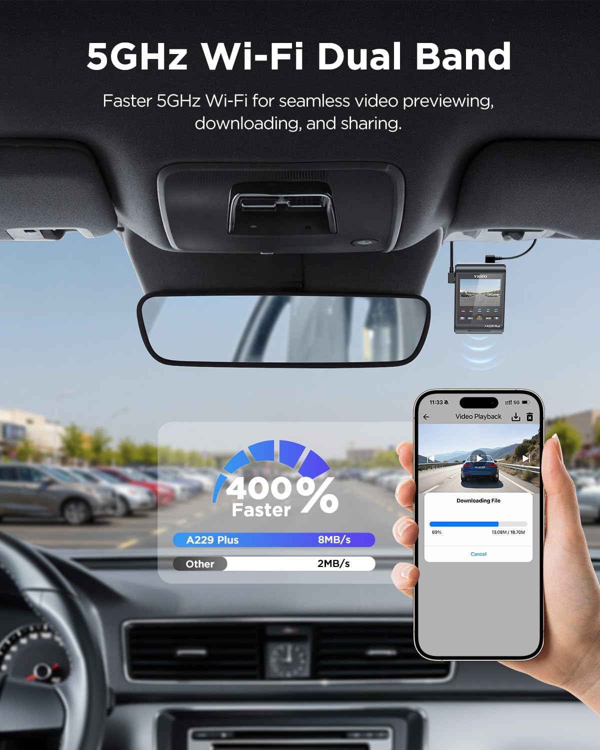 VIOFO A229 Plus Dash Cam Front and Rear, 2K Dual STARVIS 2 Sensors & HDR